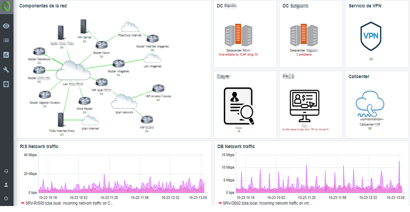 Composición moderna con interfaces de datos, nube y chat IA