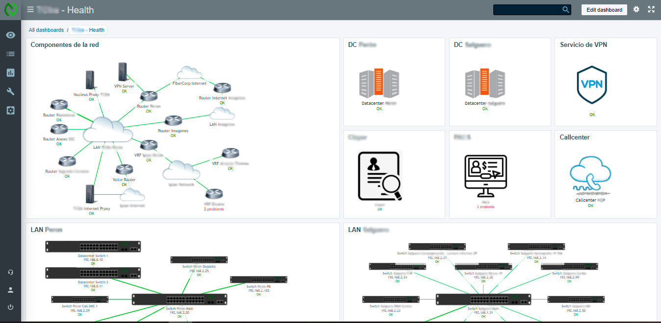 Composición moderna con interfaces de datos, nube y chat IA